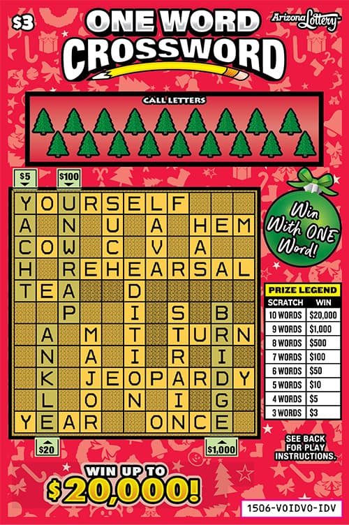One Word Crossword scratch-off ticket
