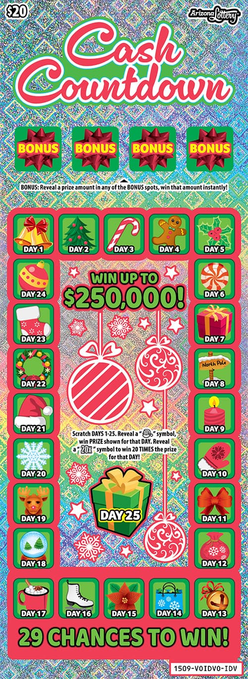 Cash Countdown scratch-off ticket