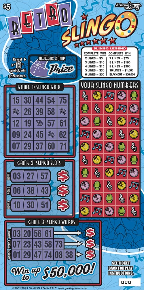 Retro SLINGO® scratch-off ticket