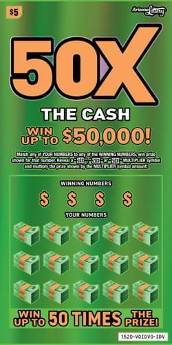 50X The Cash scratch-off ticket