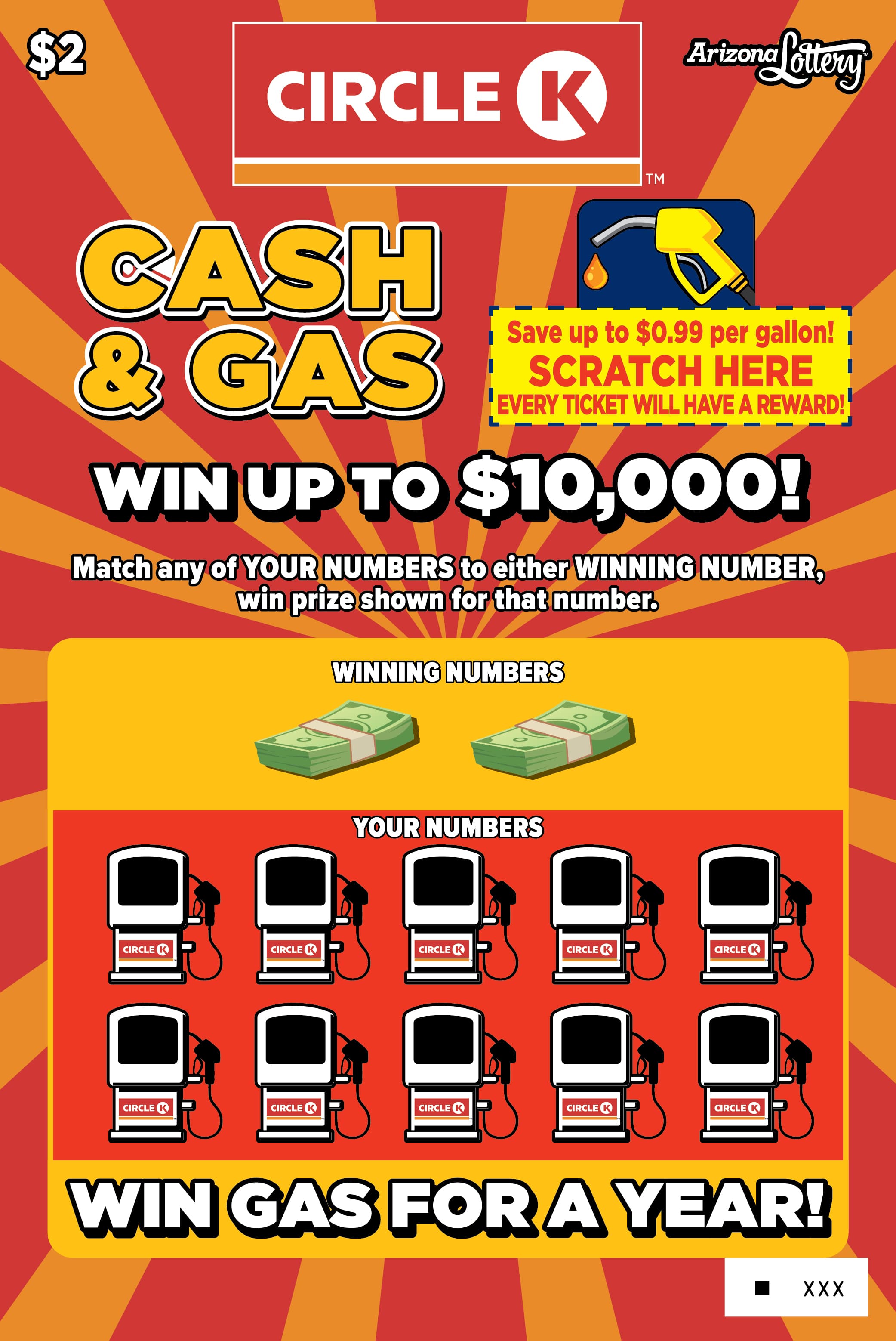 Circle K Cash and Gas scratch-off ticket