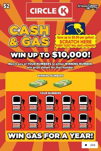 Circle K Cash and Gas scratch-off ticket