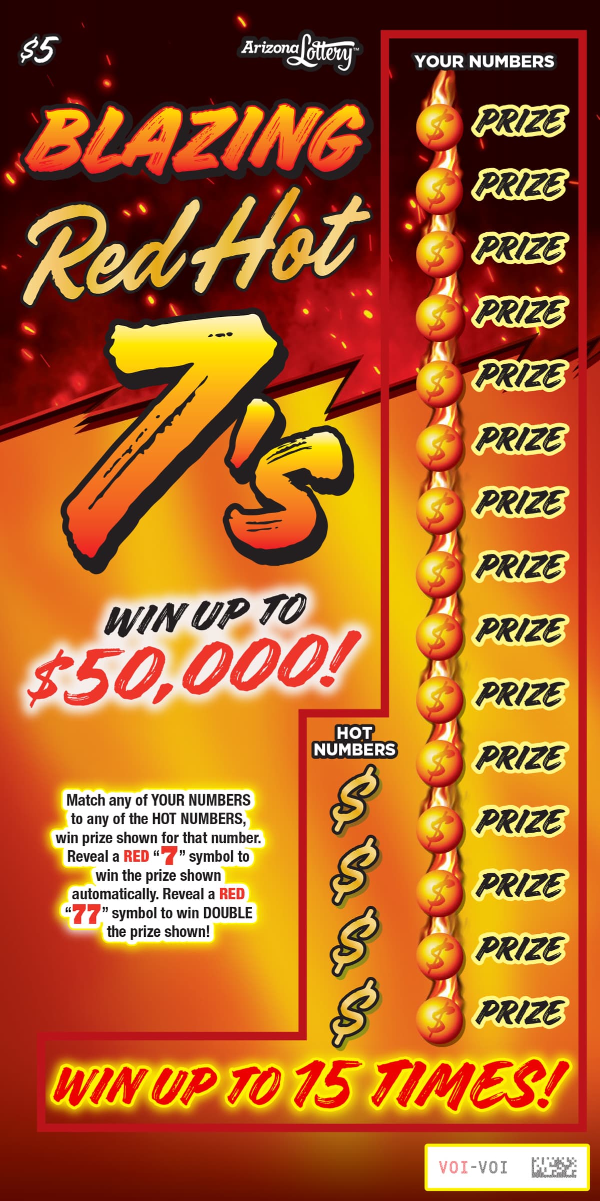 Blazing Red Hot 7's scratch-off ticket