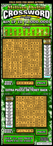Million Dollar Crossword scratch-off ticket