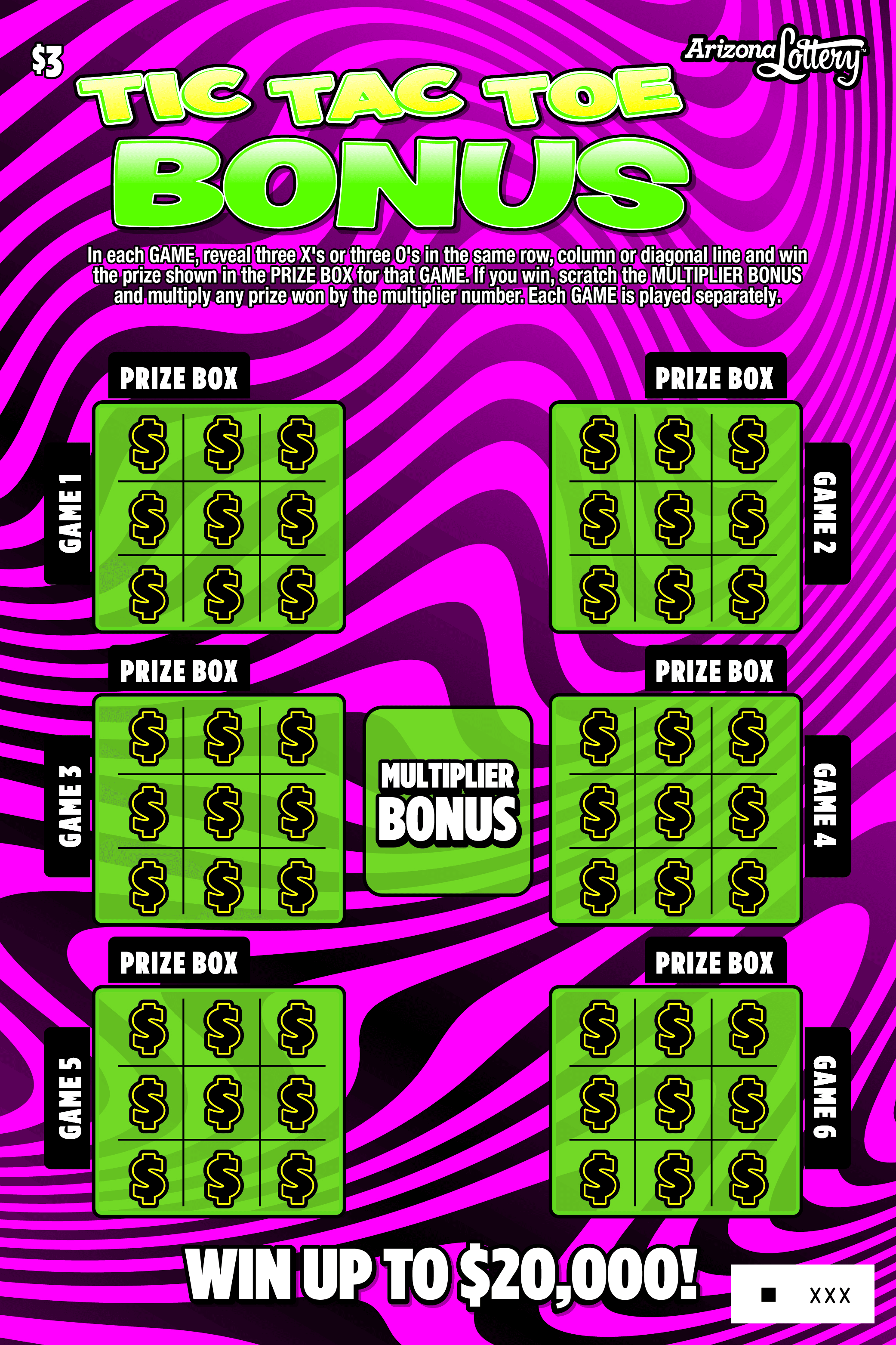 Tic Tac Toe Bonus scratch-off ticket