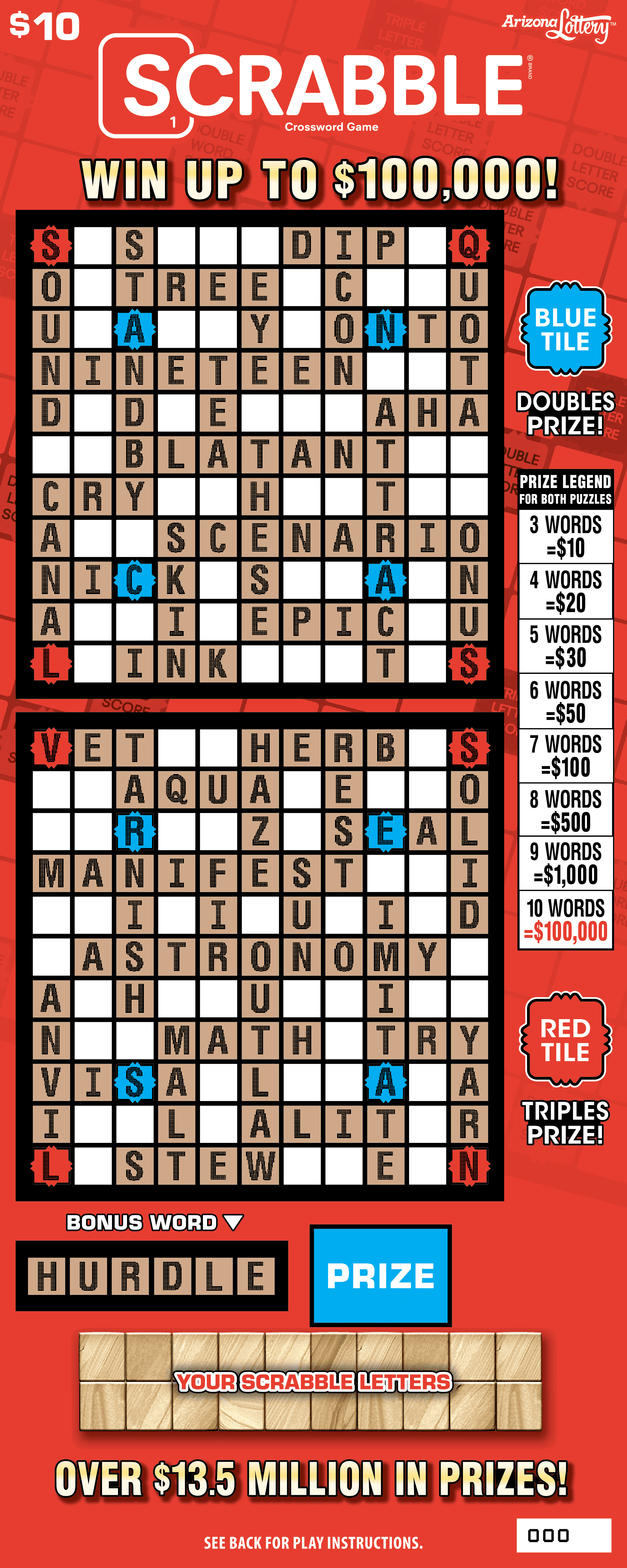 SCRABBLE® Crossword Game scratch-off ticket