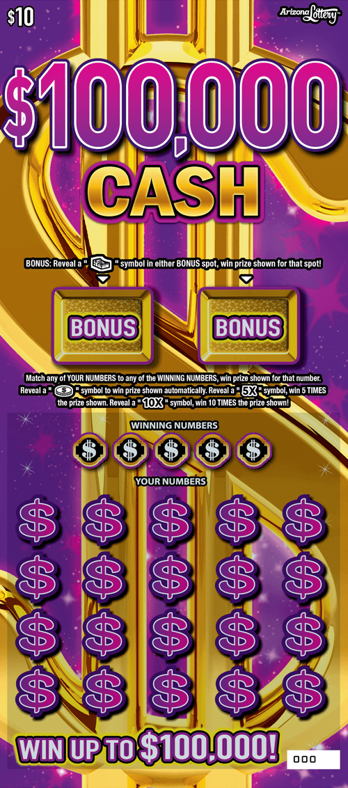$100,000 Cash scratch-off ticket