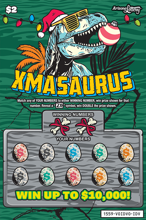 Xmasaurus scratch-off ticket