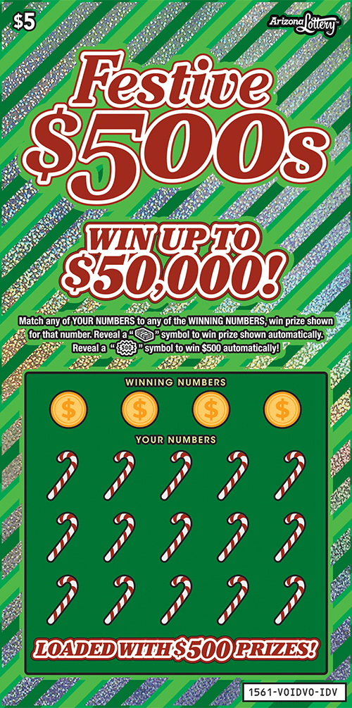 Festive $500s scratch-off ticket