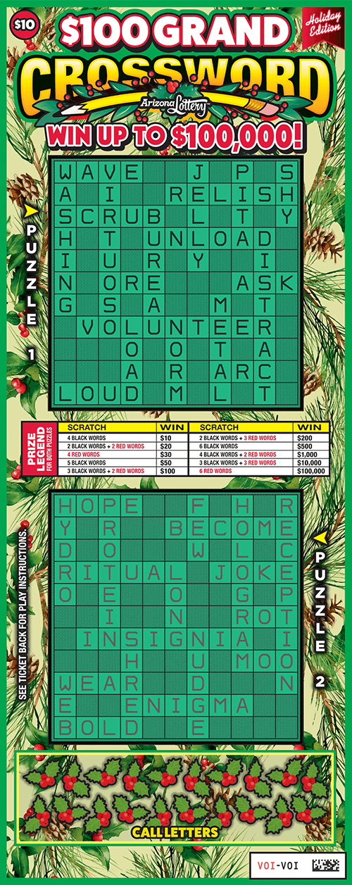 $100 Grand Crossword scratch-off ticket
