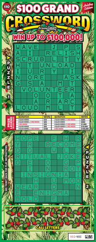 $100 Grand Crossword scratch-off ticket