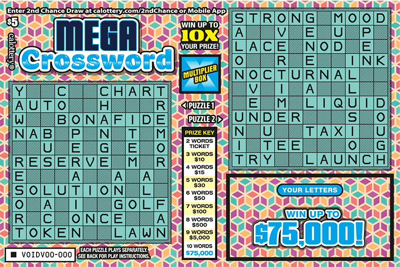 MEGA Crossword scratch-off ticket