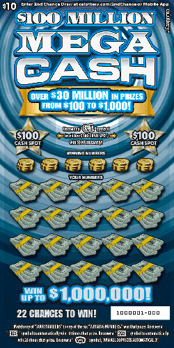 $100 Million Mega Cash scratch-off ticket