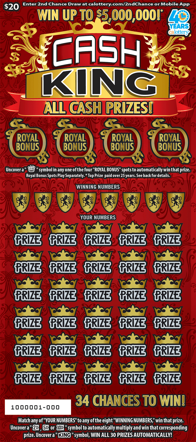 Cash King scratch-off ticket