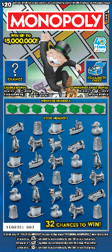 MONOPOLY scratch-off ticket