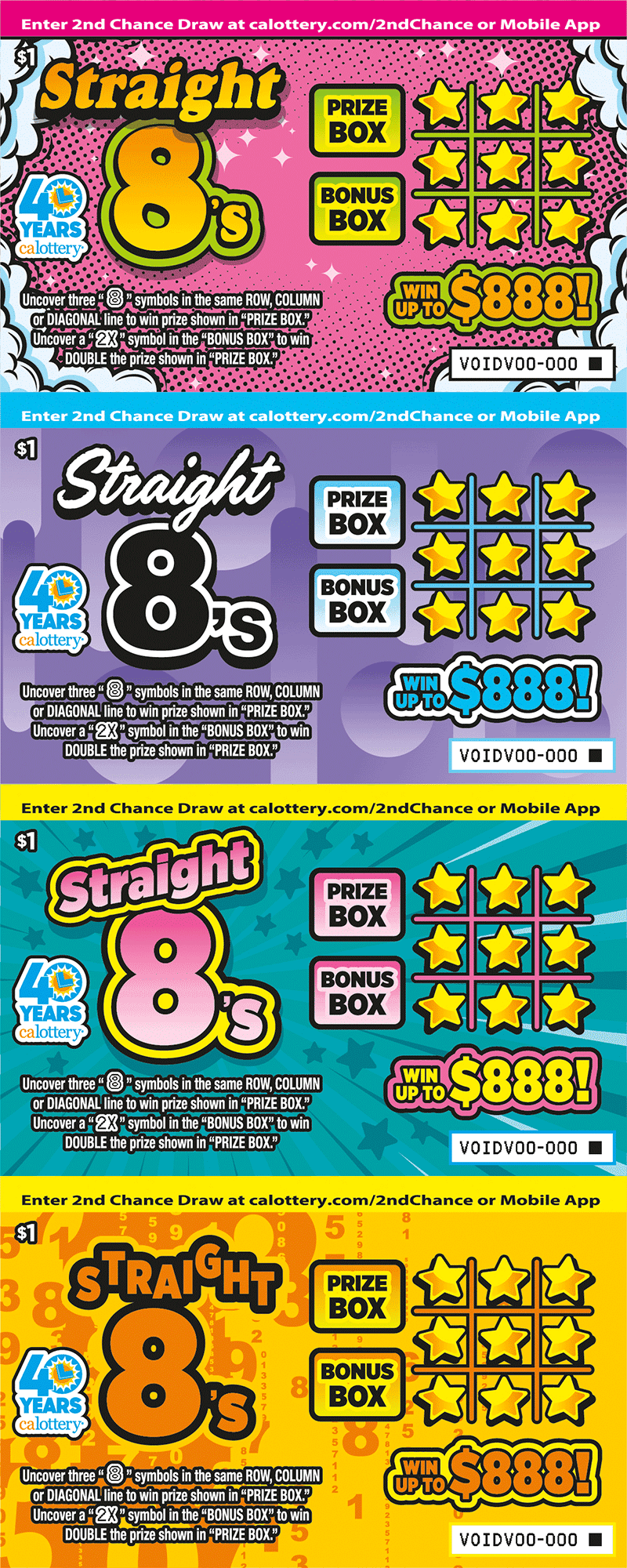 Straight 8's scratch-off ticket
