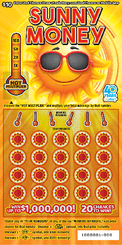 Sunny Money scratch-off ticket
