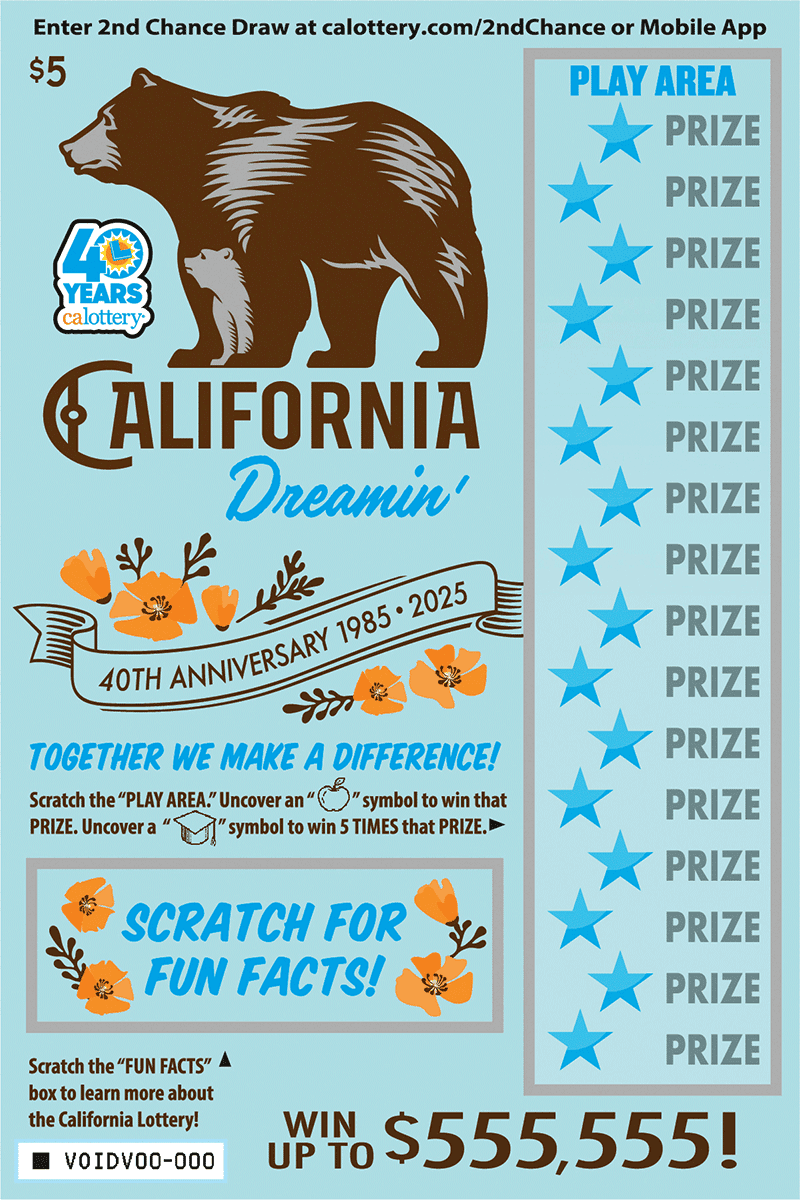 California Dreamin' scratch-off ticket