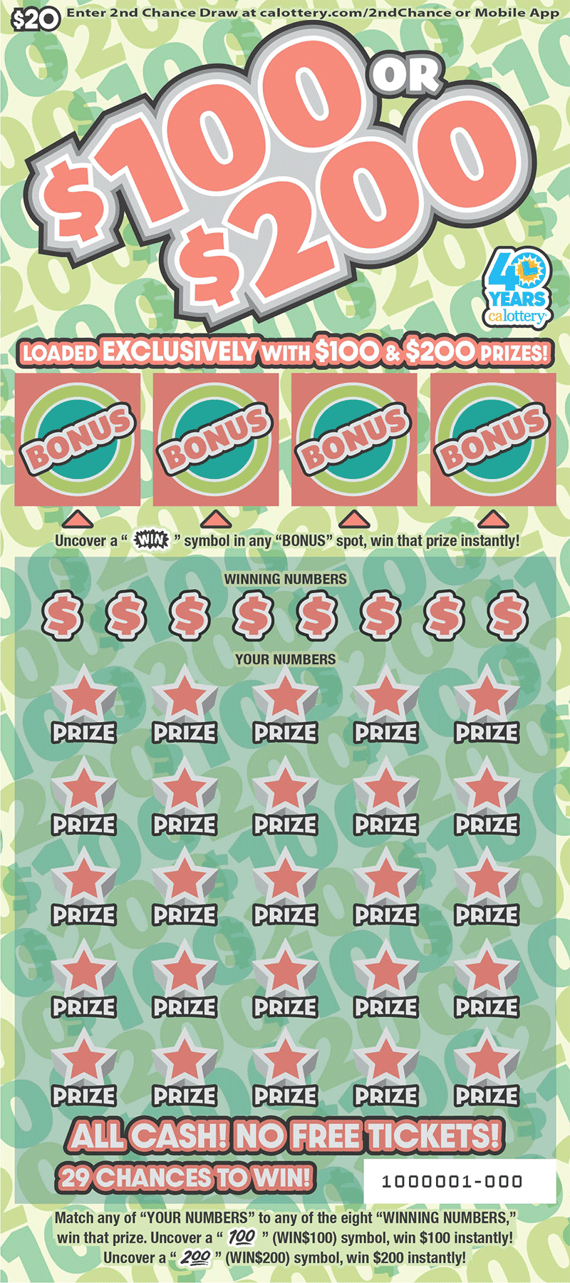 $100 or $200 scratch-off ticket
