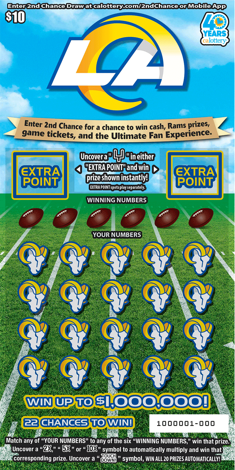 Los Angeles Rams scratch-off ticket