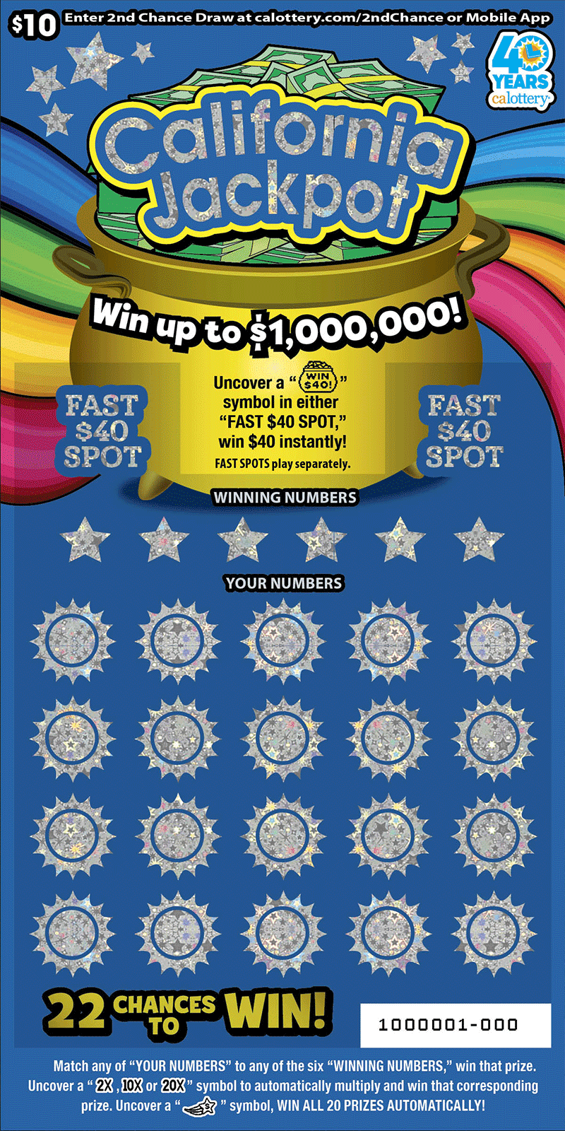 California Jackpot scratch-off ticket