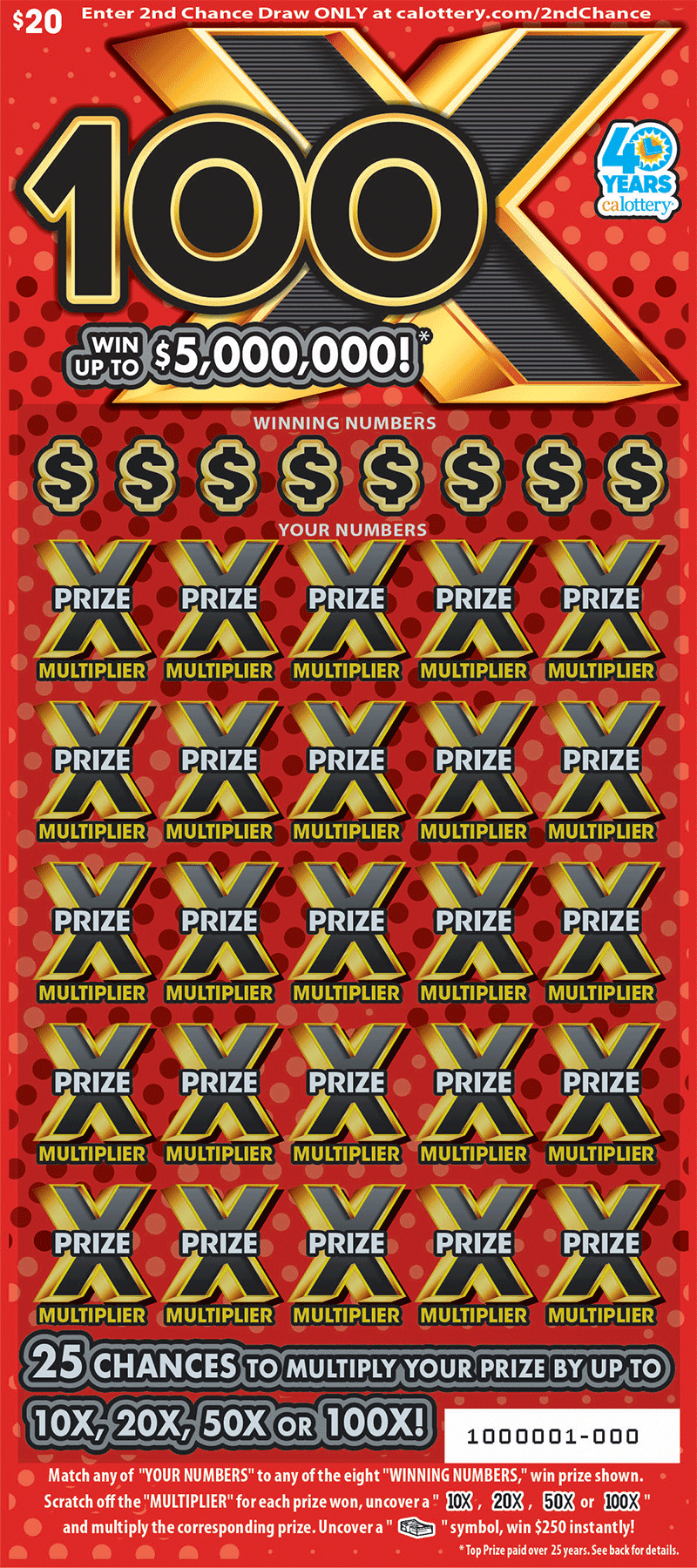 100X scratch-off ticket