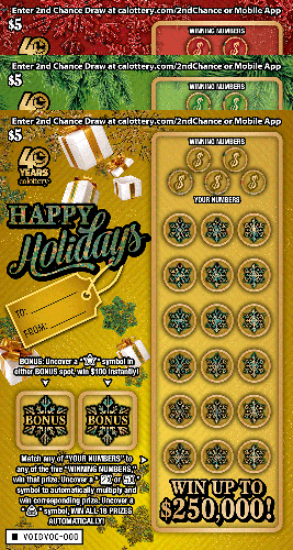 Happy Holidays scratch-off ticket