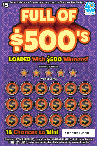 Full of 500's scratch-off ticket