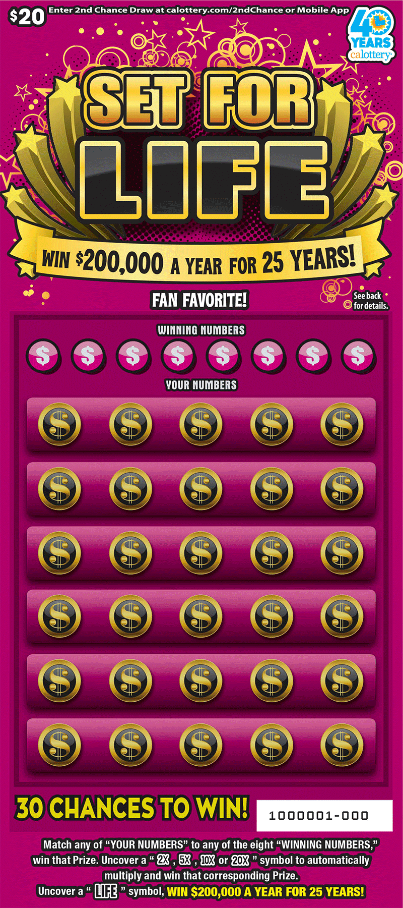 Set for Life scratch-off ticket
