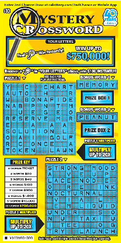 Mystery Crossword scratch-off ticket