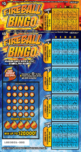 Fireball Bingo scratch-off ticket