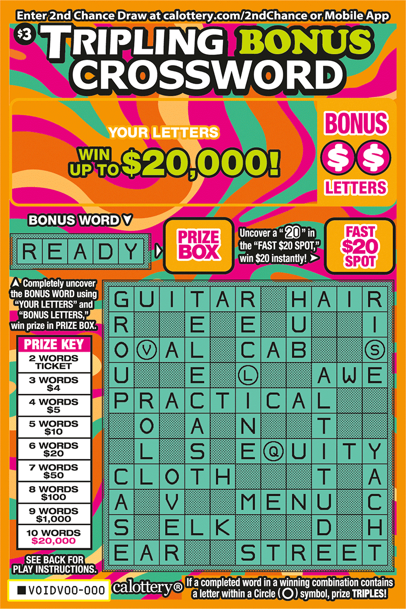 Tripling Bonus Crossword scratch-off ticket