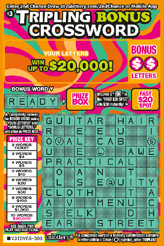 Tripling Bonus Crossword scratch-off ticket