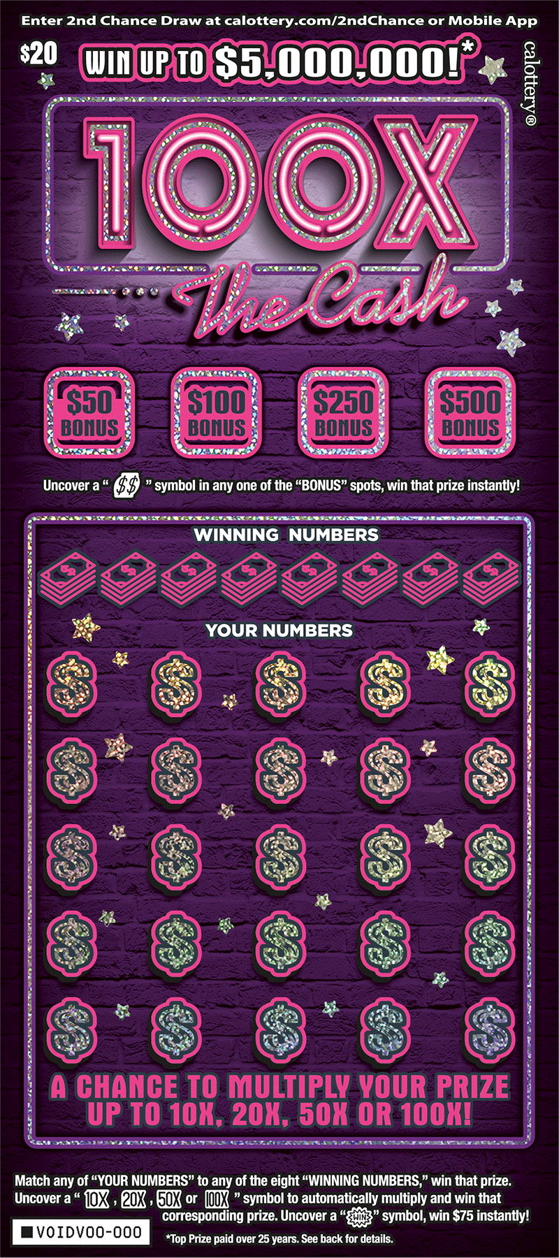 100X The Cash scratch-off ticket