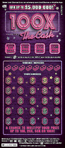 100X The Cash scratch-off ticket