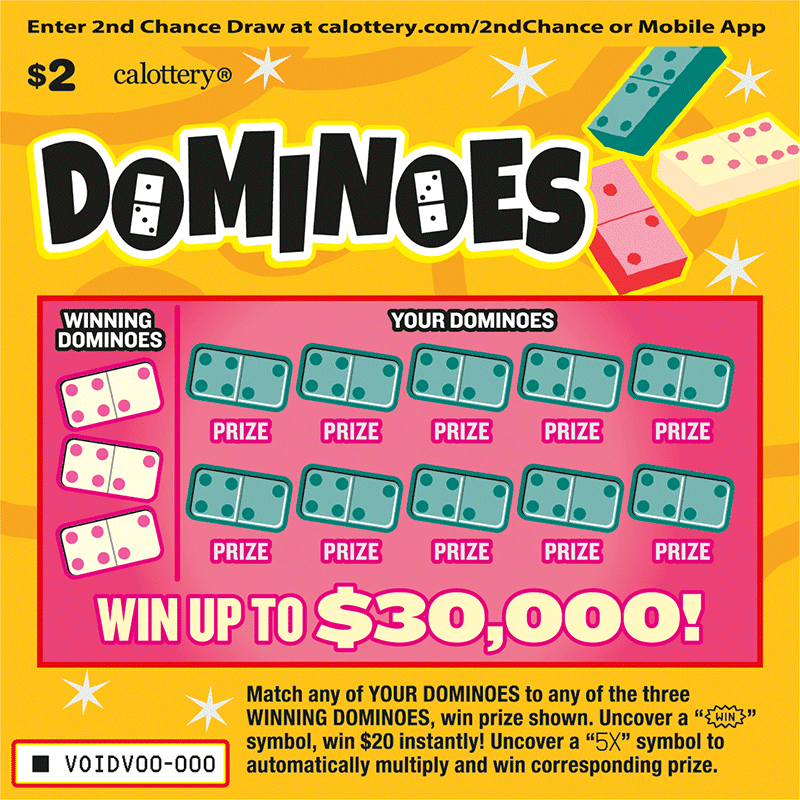 Dominoes scratch-off ticket