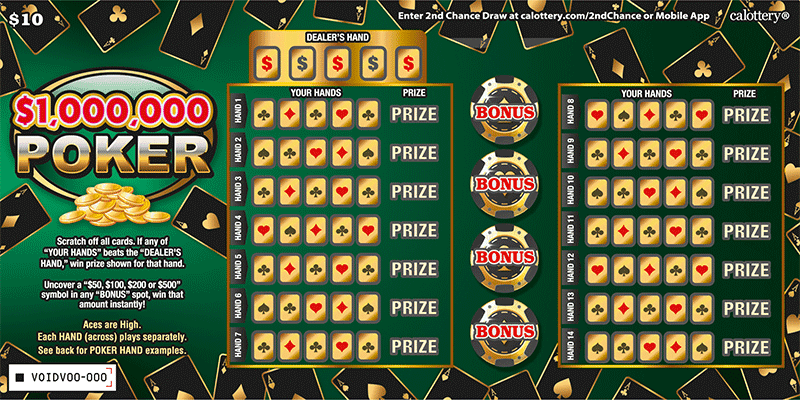 $1,000,000 Poker scratch-off ticket