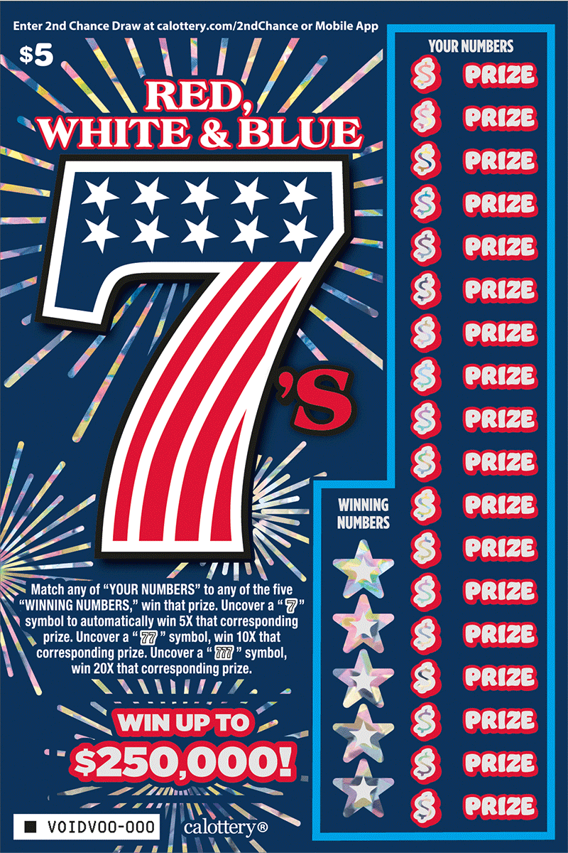 Red, White & Blue 7's scratch-off ticket