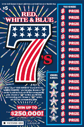 Red, White & Blue 7's scratch-off ticket