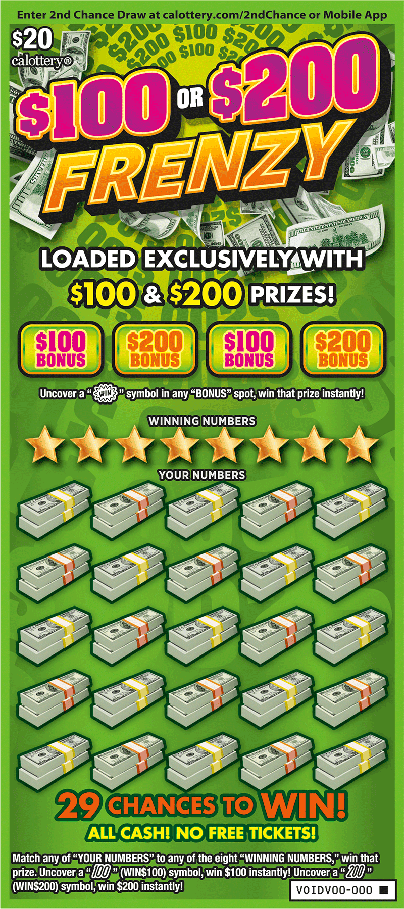 $100 or $200 Frenzy scratch-off ticket
