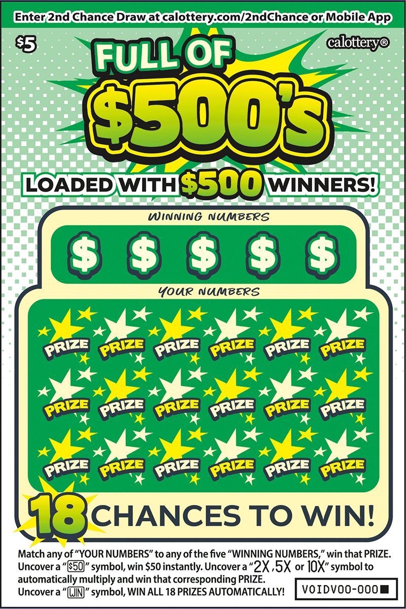 Full of 500's scratch-off ticket