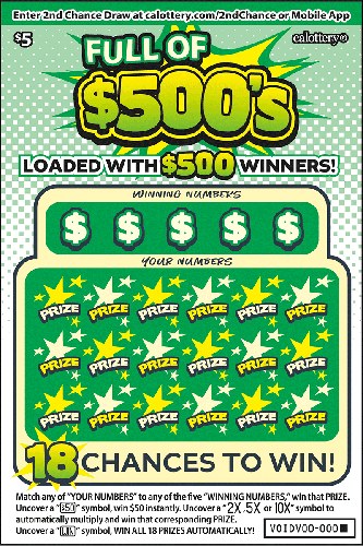 Full of 500's scratch-off ticket