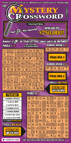 Mystery Crossword scratch-off ticket