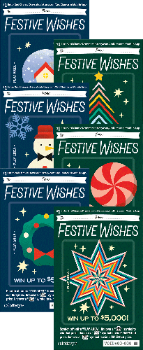 Festive Wishes scratch-off ticket