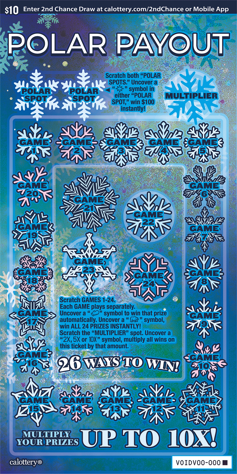 Polar Payout scratch-off ticket