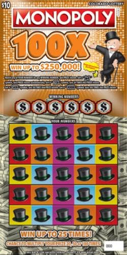 MONOPOLY™ 100X scratch-off ticket