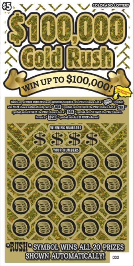 $100,000 Gold Rush scratch-off ticket