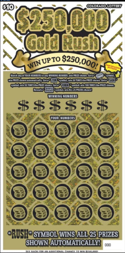 $250,000 Gold Rush scratch-off ticket