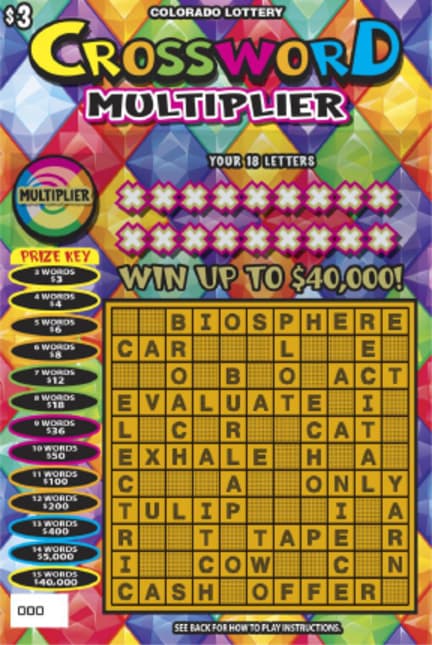 Crossword Multiplier scratch-off ticket