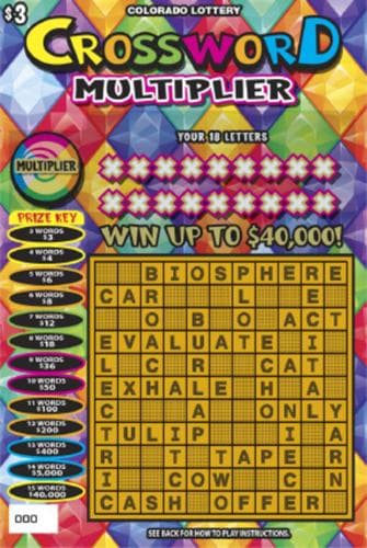 Crossword Multiplier scratch-off ticket